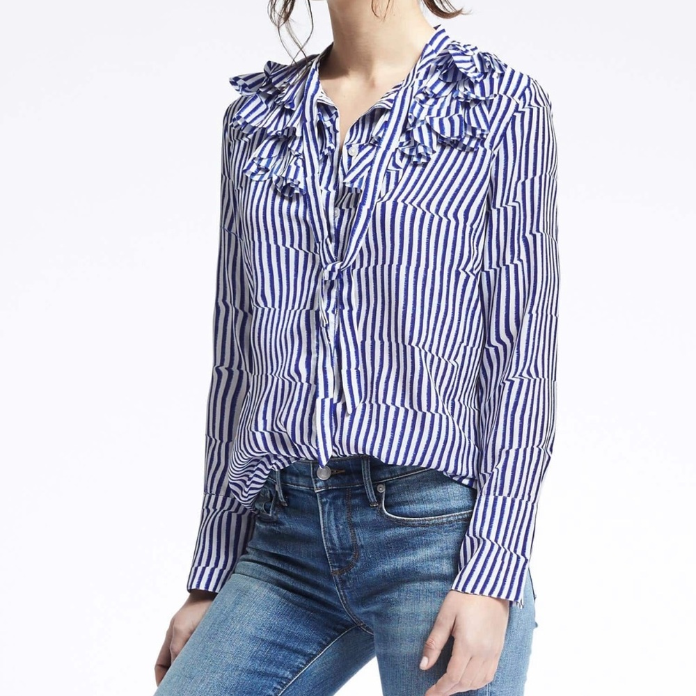 Banana Republic Stripe Flutter Blouse